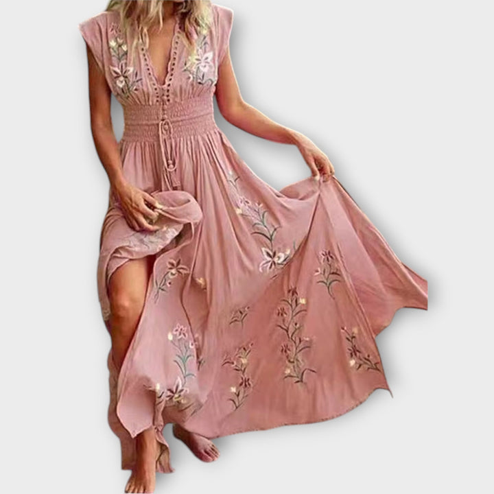 Elegantes Damen Boho-Kleid mit romantischen Stickereien - Luftig und feminin