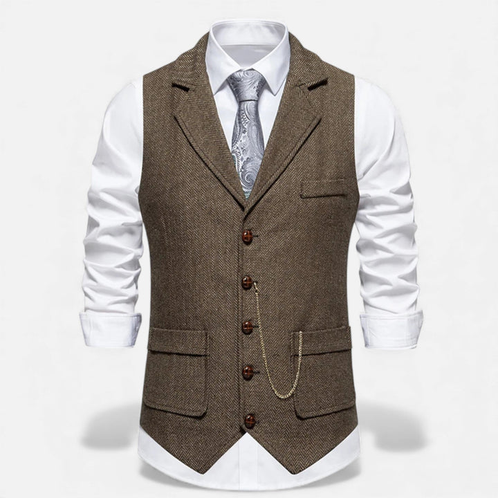 Vintage Tweed Herren Anzugweste mit Lapel-Kette