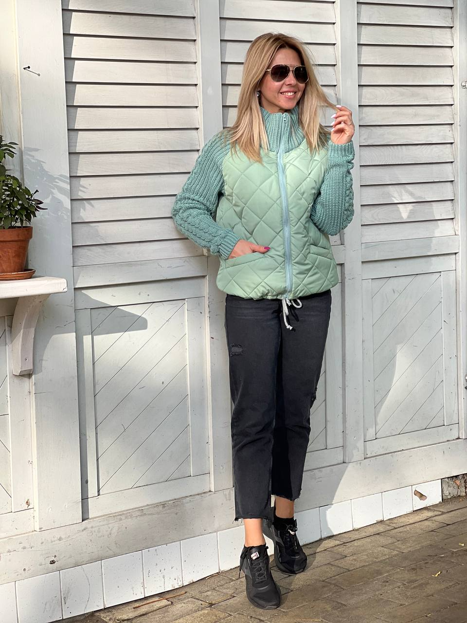 Damen Strickjacke mit Patchwork-Design - Leichte Winterjacke