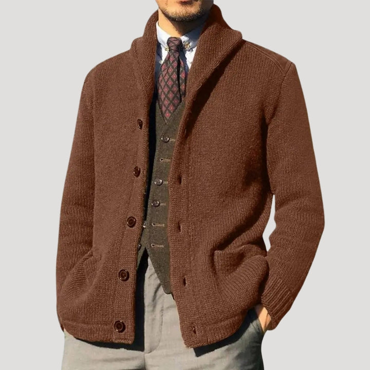 Herren Woll-Strickjacke mit Schalkragen - Elegante Coatigan Winter-Jacke