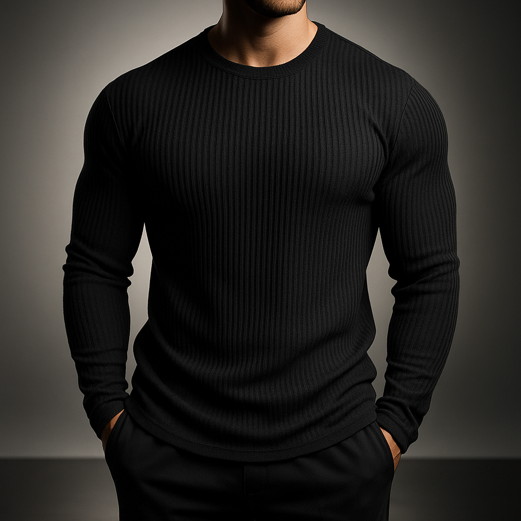 Gerippter Strickpullover Herren - Moderne Essential-Knit mit Vertikaler Rippenstruktur