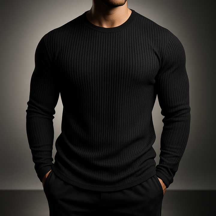 Gerippter Strickpullover Herren - Moderne Essential-Knit mit Vertikaler Rippenstruktur
