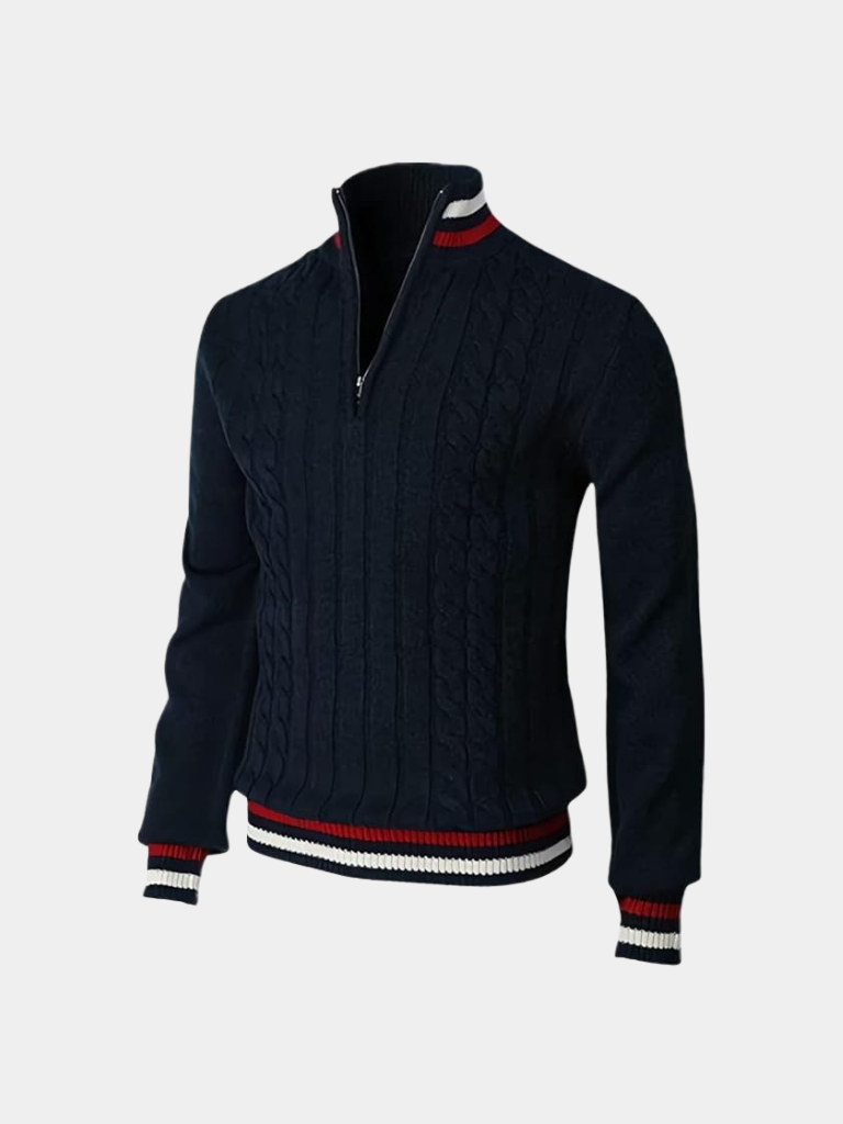 Herren Pullover mit Reißverschluss und Rollkragen - Eleganter Half-Zip Sweater