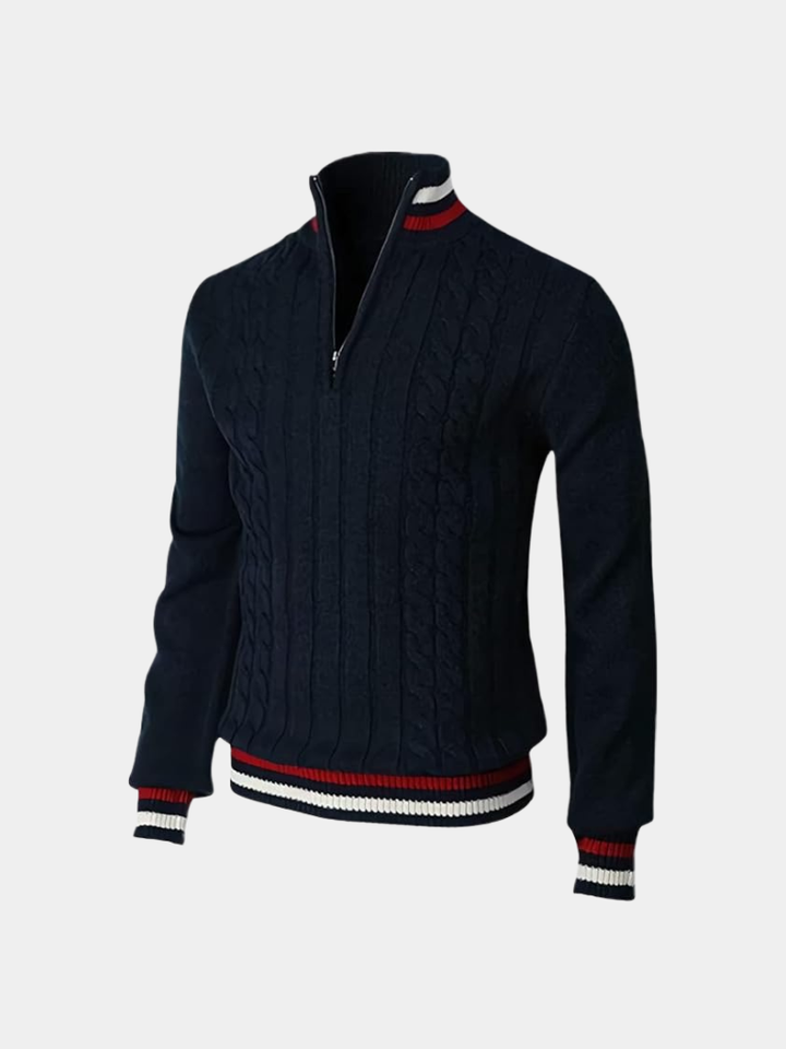 Herren Pullover mit Reißverschluss und Rollkragen - Eleganter Half-Zip Sweater