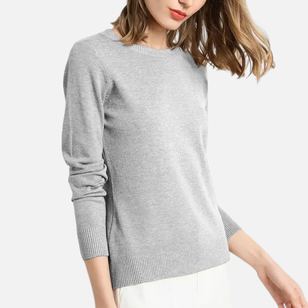 Leichter Merino-Wolle Rundhals Pullover für Damen