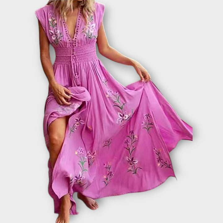 Elegantes Damen Boho-Kleid mit romantischen Stickereien - Luftig und feminin