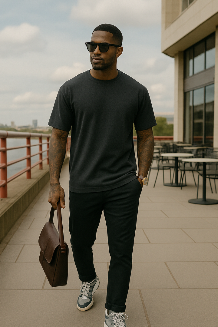 Oversized Baumwoll Basic Herren T-Shirt Set 3-teilig