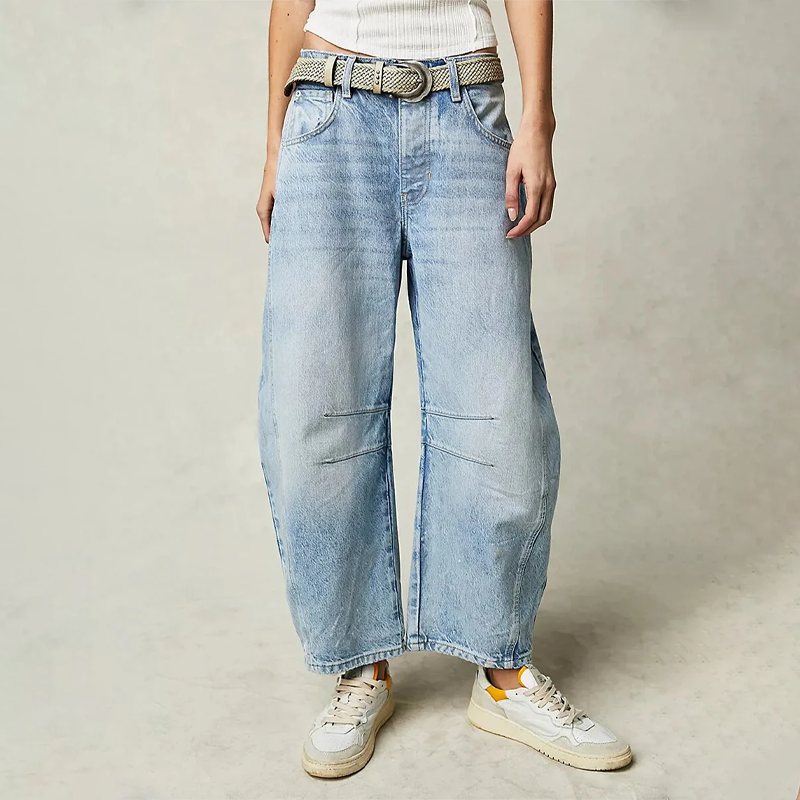 Damen Wide Leg Jeans mit entspannter Passform - Bequeme Weite Hose