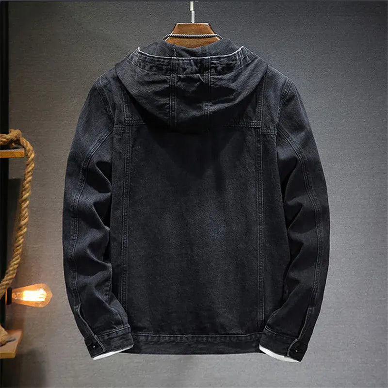 Herren Jeansjacke mit Kapuze - Robuster Denim-Hoodie für lässige Streetwear
