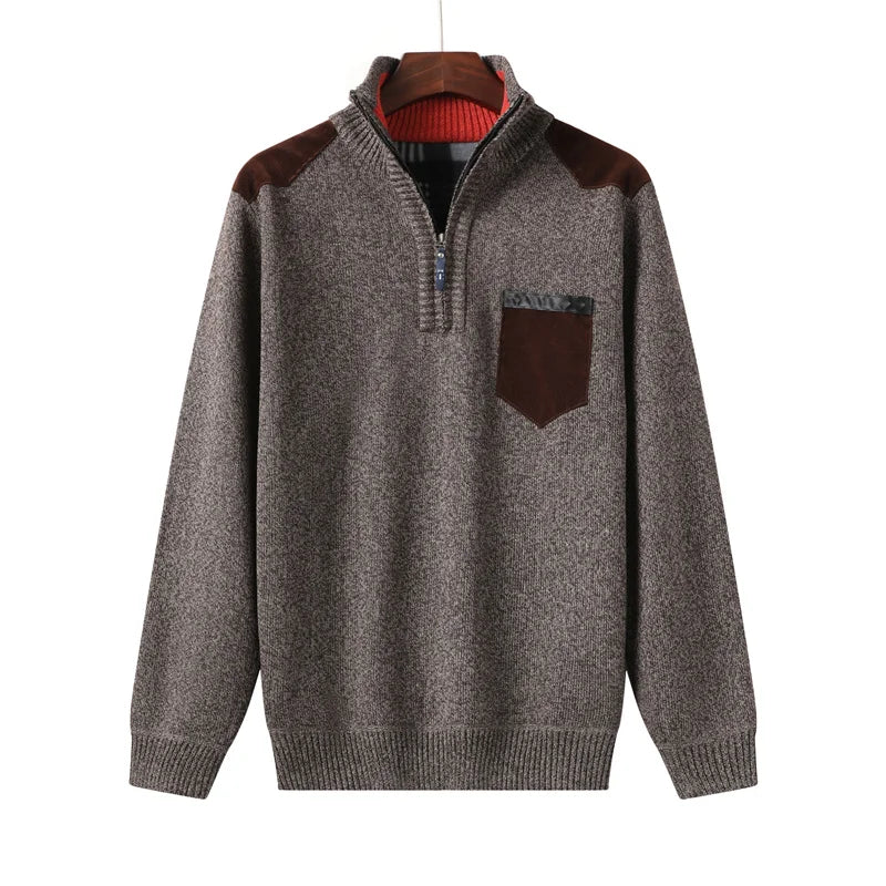 Herren Viertelzip-Pullover mit Kontrastdetails - Hoher Kragen und Moderne Passform