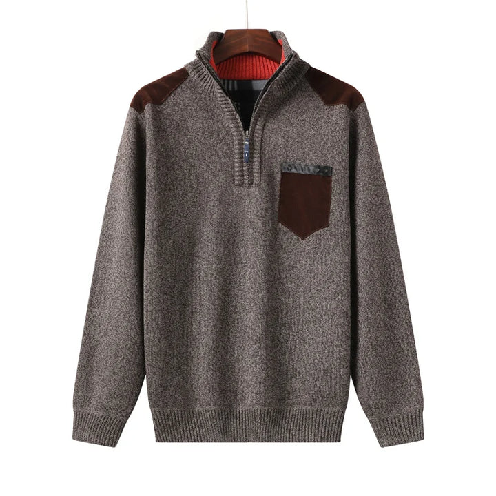 Herren Viertelzip-Pullover mit Kontrastdetails - Hoher Kragen und Moderne Passform