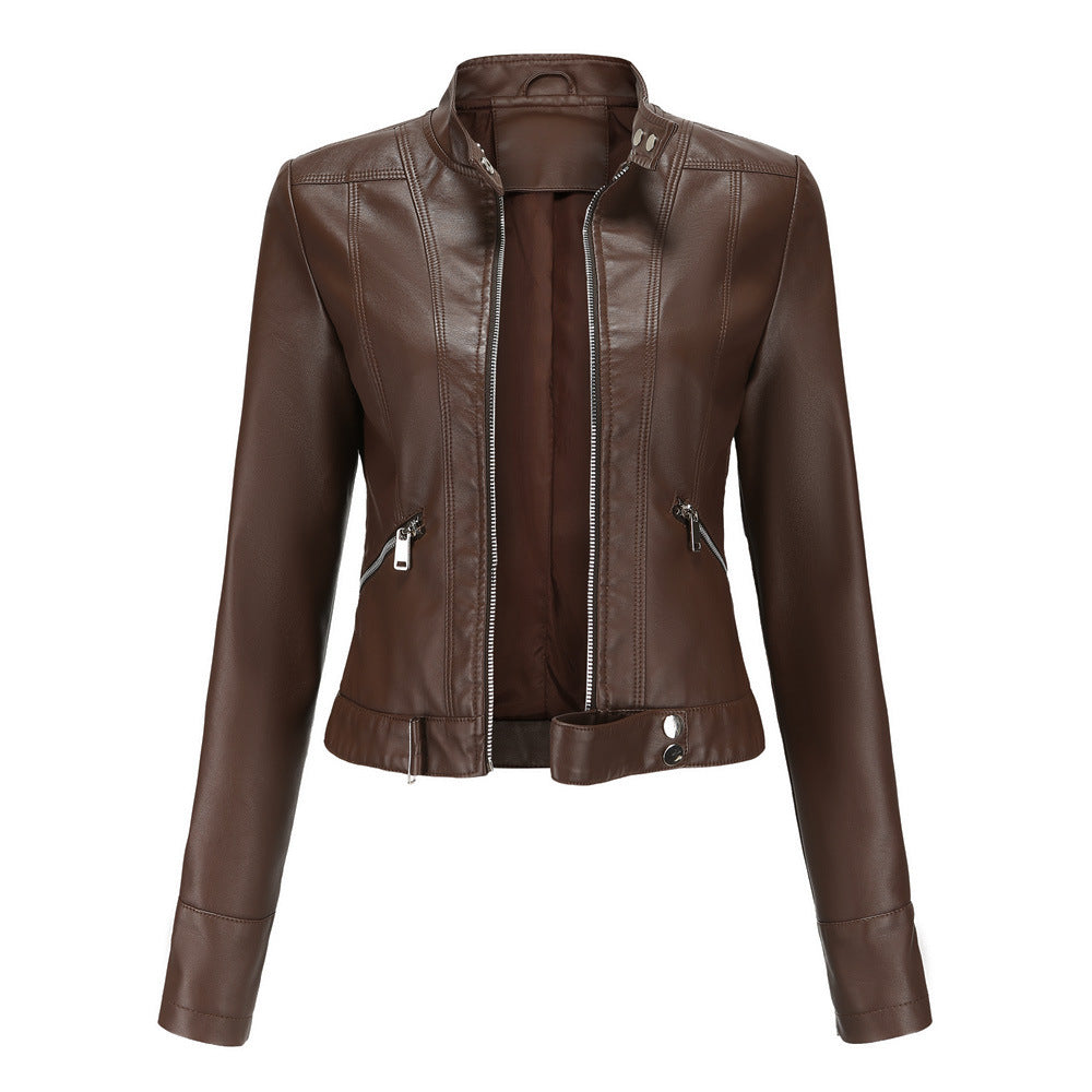 Elegante Damen Lederjacke - Klassische Biker-Jacke mit Reißverschluss