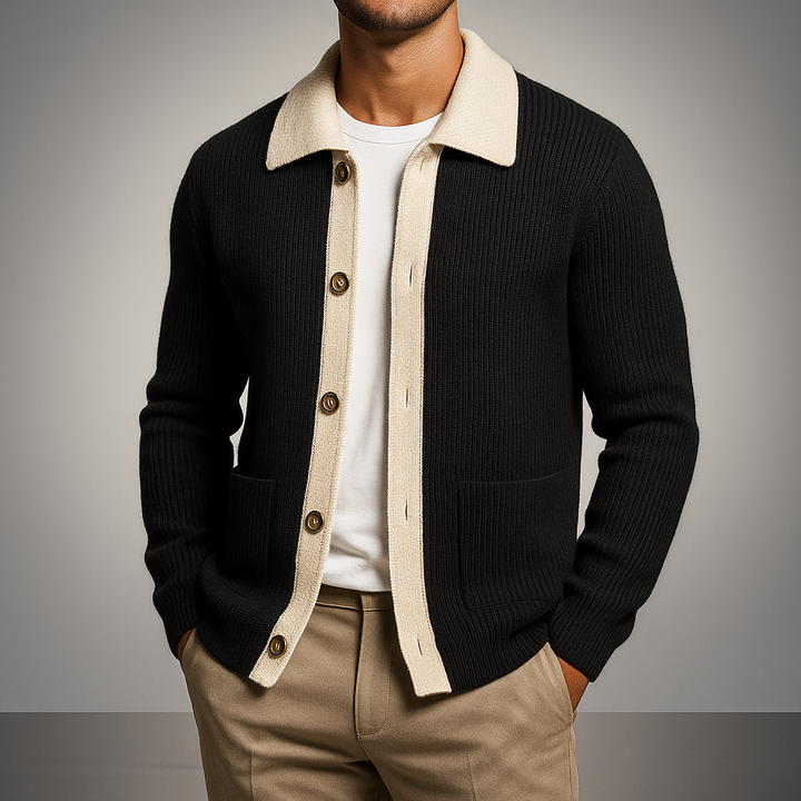 Klassischer Herren Strick-Cardigan mit Knopfleiste für Herbst und Winter
