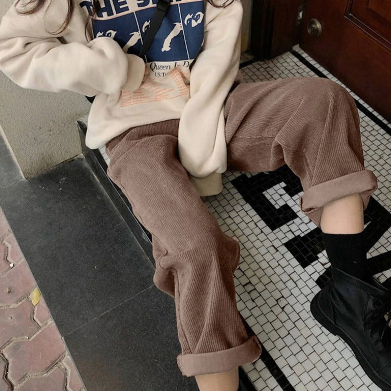 Hochwertige Damen Cordhose mit Hohem Bund - Gerade Passform