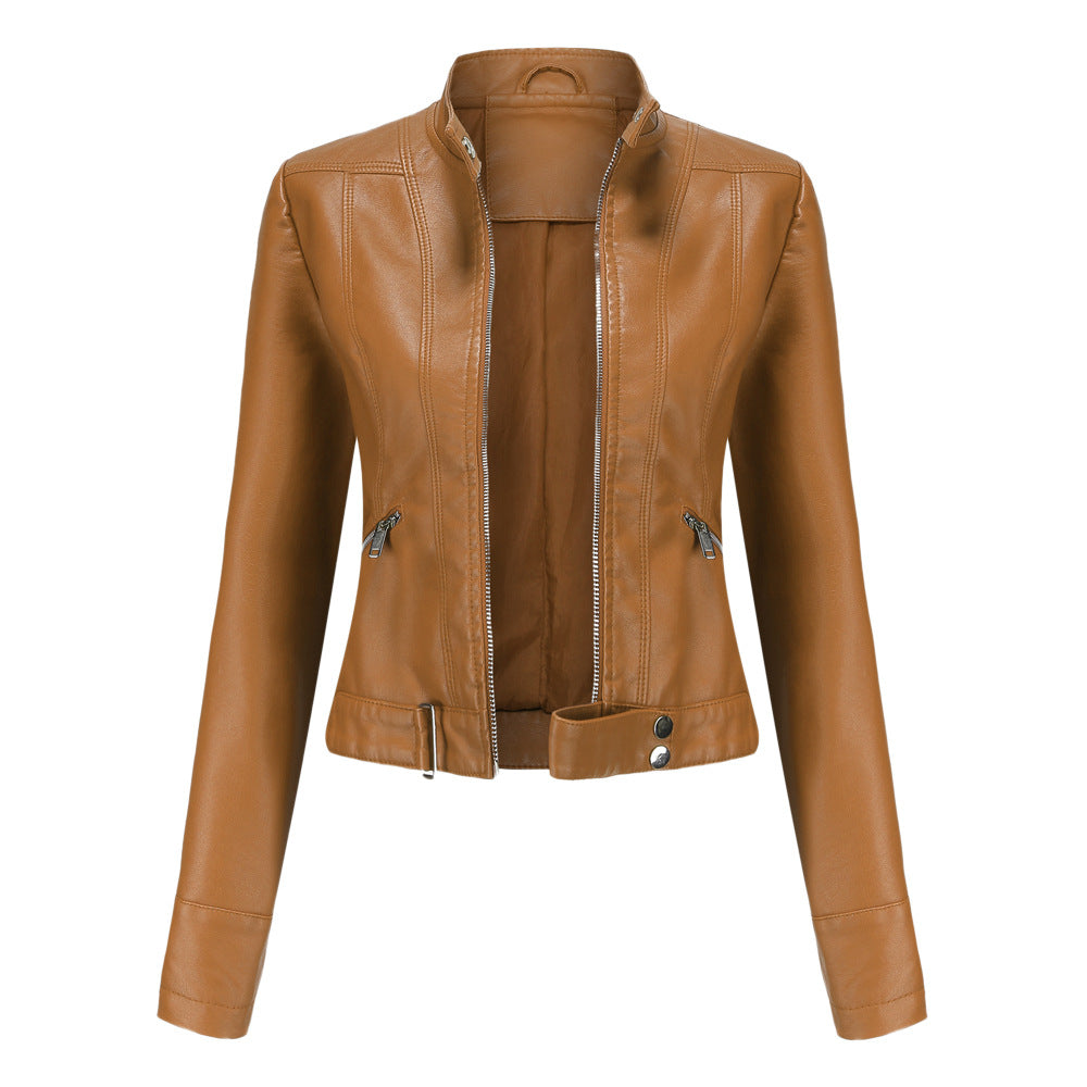 Elegante Damen Lederjacke - Klassische Biker-Jacke mit Reißverschluss