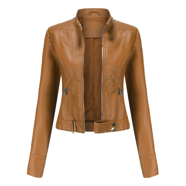 Elegante Damen Lederjacke - Klassische Biker-Jacke mit Reißverschluss