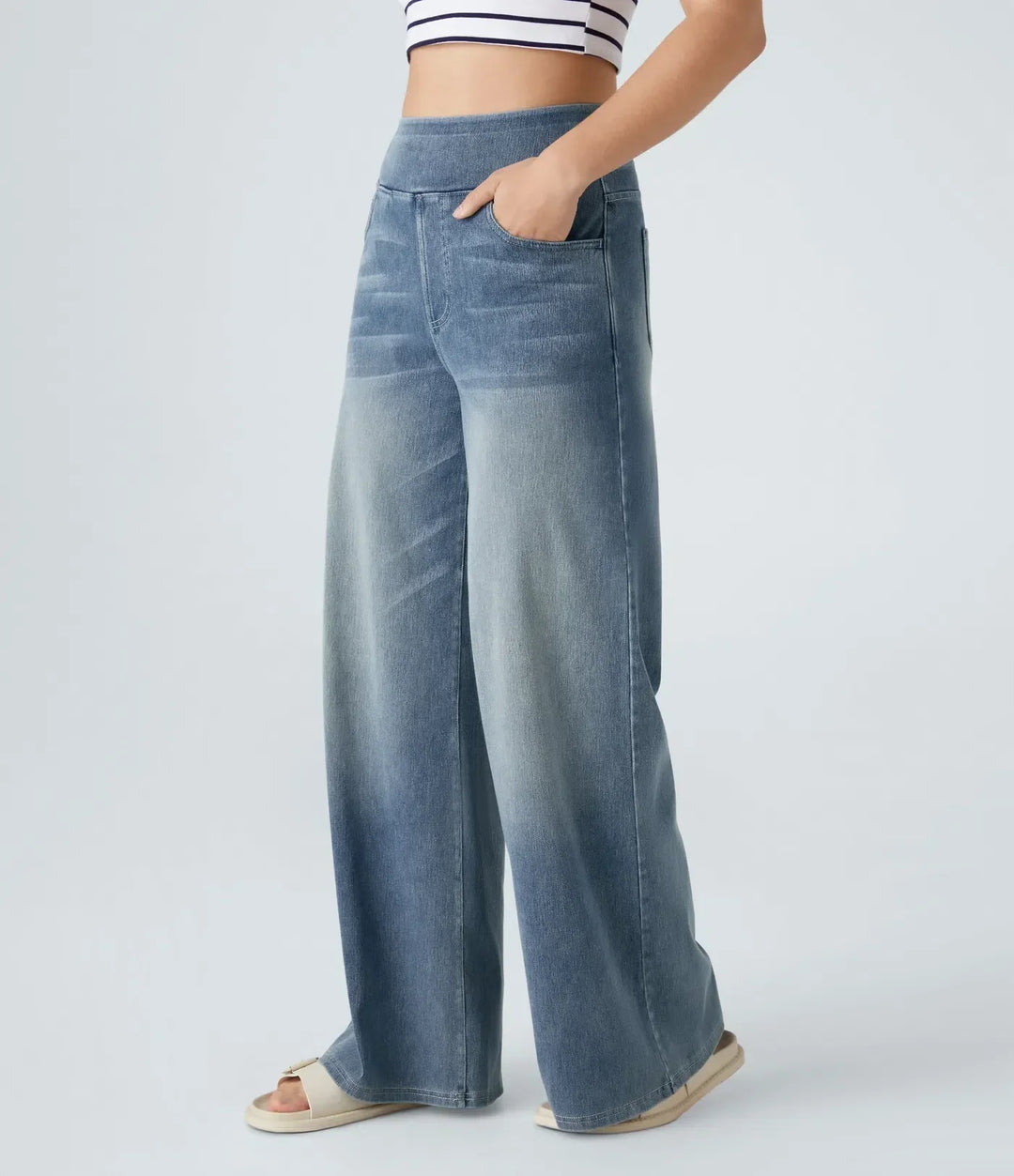 Elastische Jeans Hose mit hoher Taille für Damen