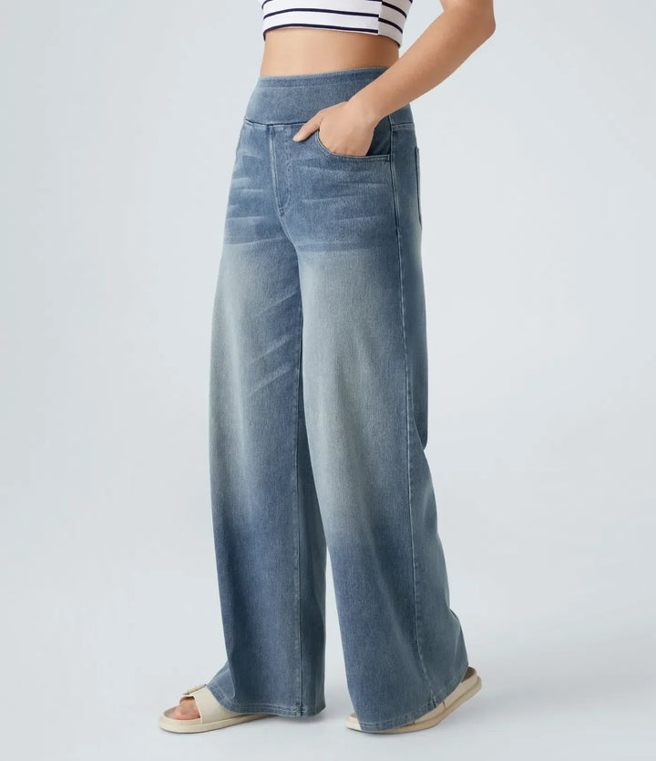 Elastische Jeans Hose mit hoher Taille für Damen
