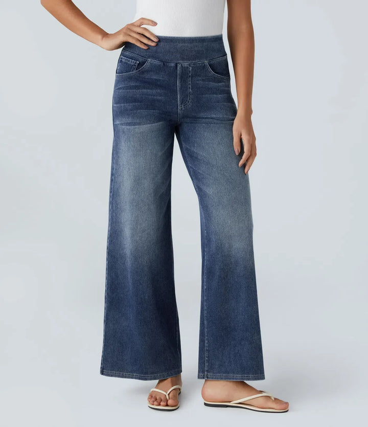 Elastische Jeans Hose mit hoher Taille für Damen