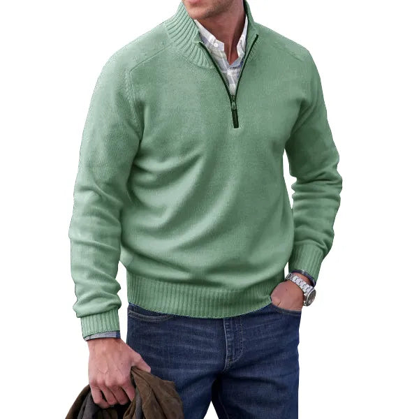 Herren Kaschmir Pullover mit Reißverschluss - Eleganter Strick-Pullover