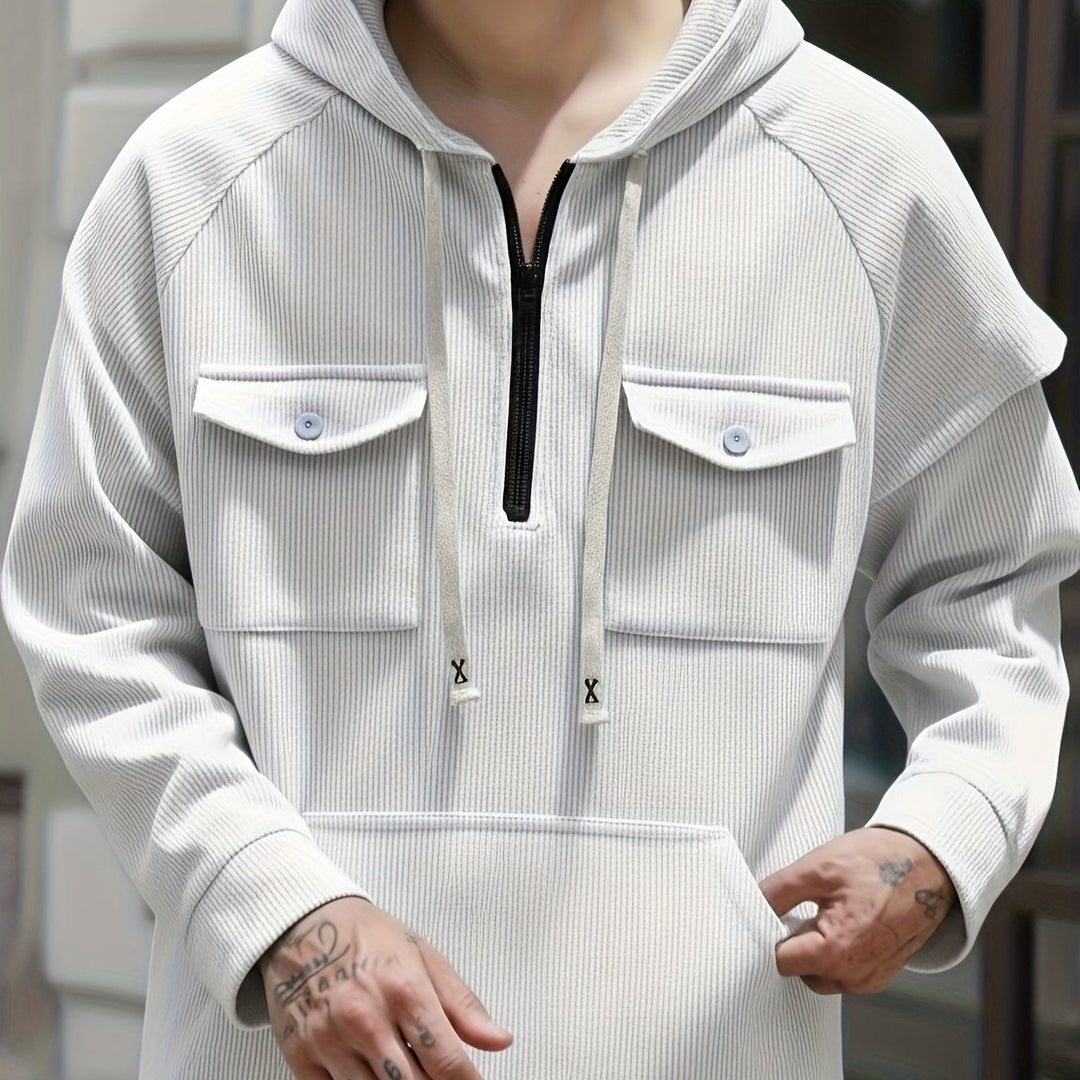 Herren Hoodie mit Quarter-Zip und Brusttaschen