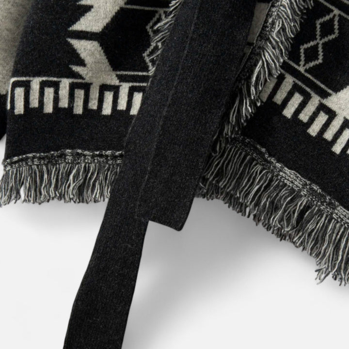 Luxuriöse Kaschmir Jacquard Strickjacke mit Quasten für Damen