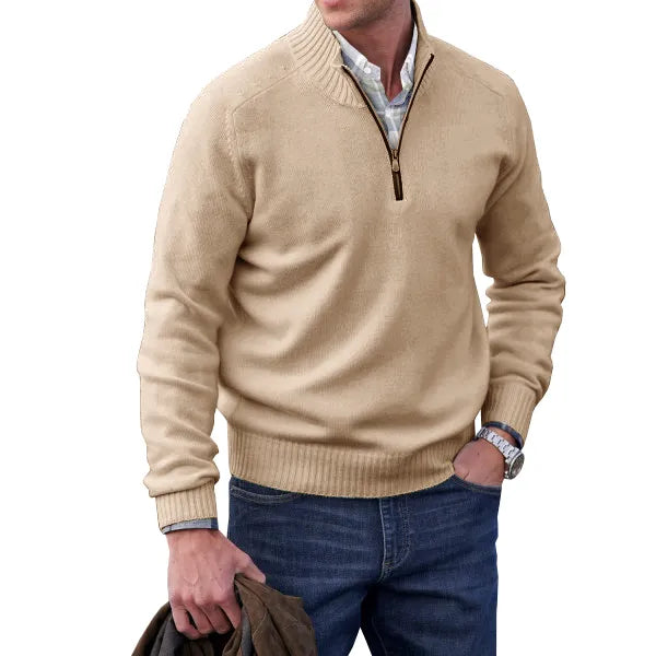 Herren Kaschmir Pullover mit Reißverschluss - Eleganter Strick-Pullover