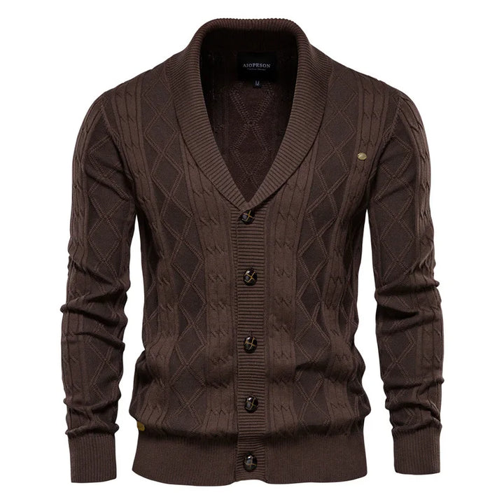 Herren Strickcardigan mit Schalkragen - Weiche Baumwolle und eleganter Schnitt