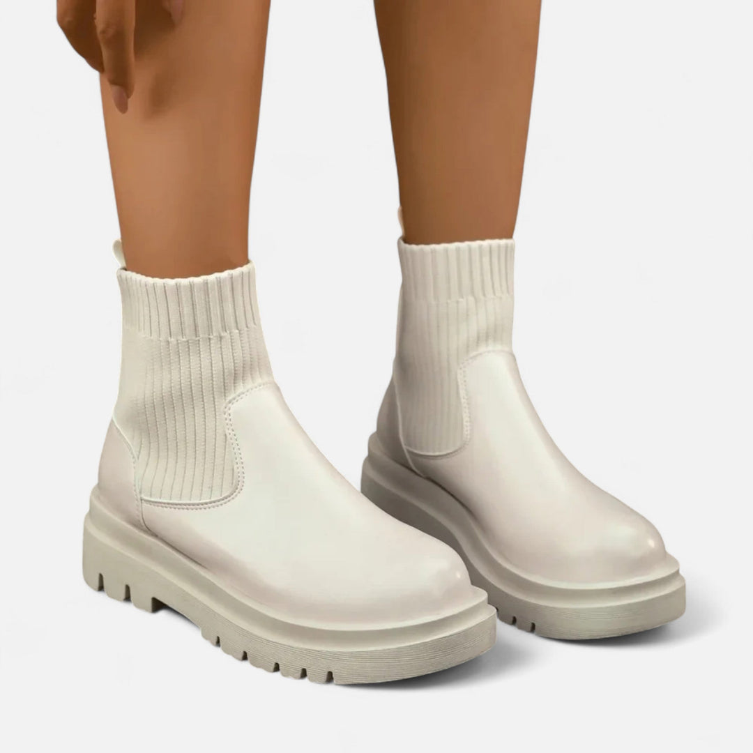 Elegante Damen Stiefeletten mit Blockabsatz - Slip-On Design