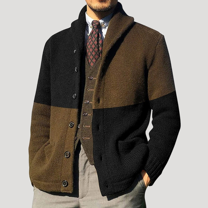 Herren Woll-Strickjacke mit Schalkragen - Elegante Coatigan Winter-Jacke