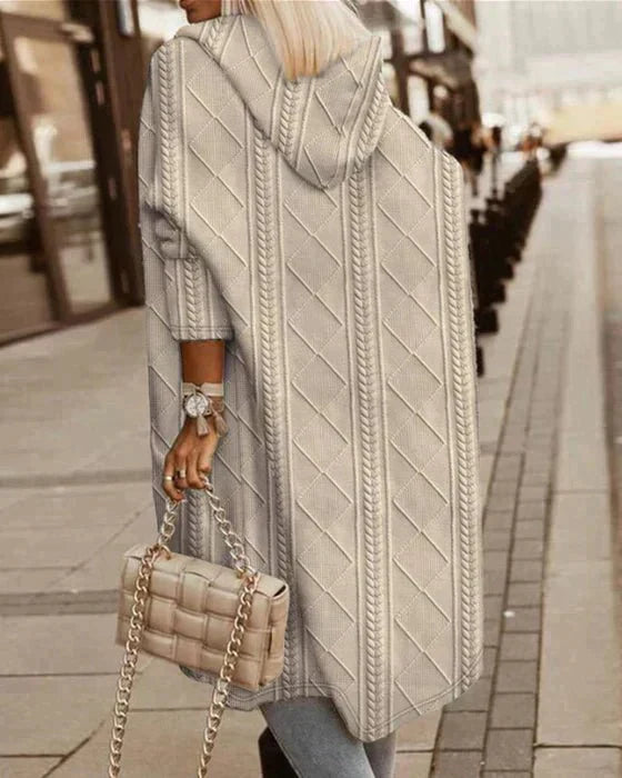 Langer Kapuzen-Cardigan für Damen - Bequeme Strickjacke mit Relaxed Fit