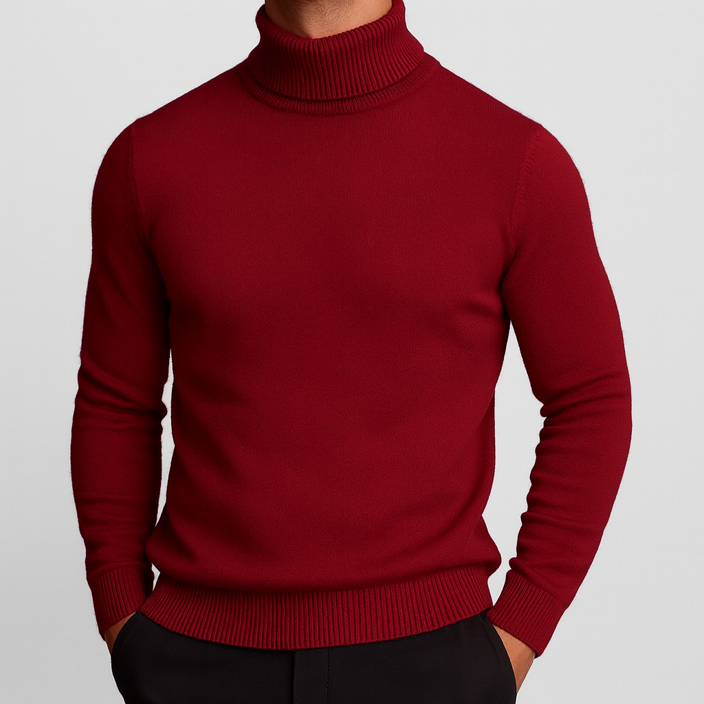 Herren Rollkragen-Pullover aus Merinowolle - Premium Qualität mit Rippdetails