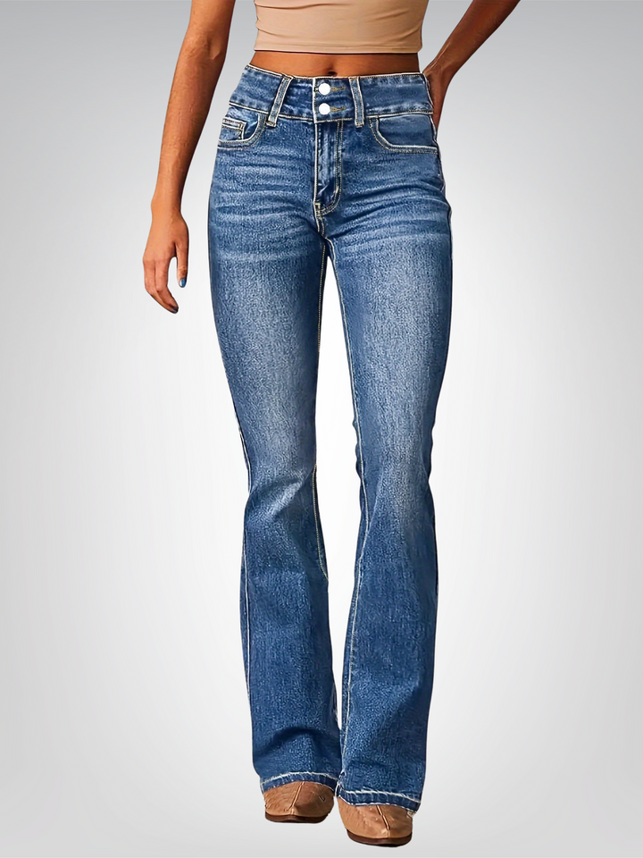 High-Waist Schlagjeans mit Stretch - Damen Figurformende Jeans