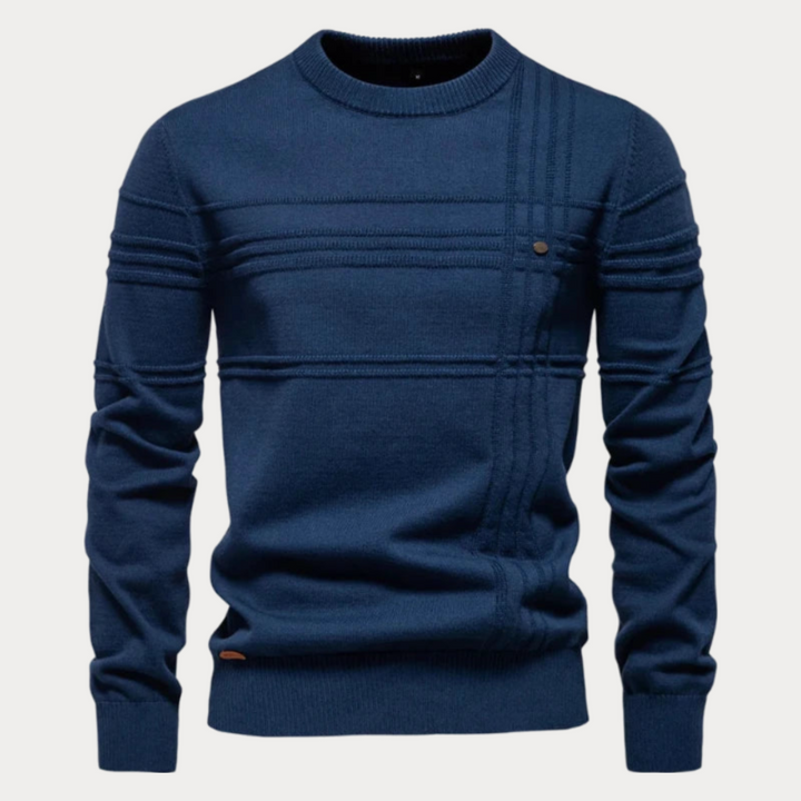 Gemusterter Rundhalspullover Herren Strickpullover
