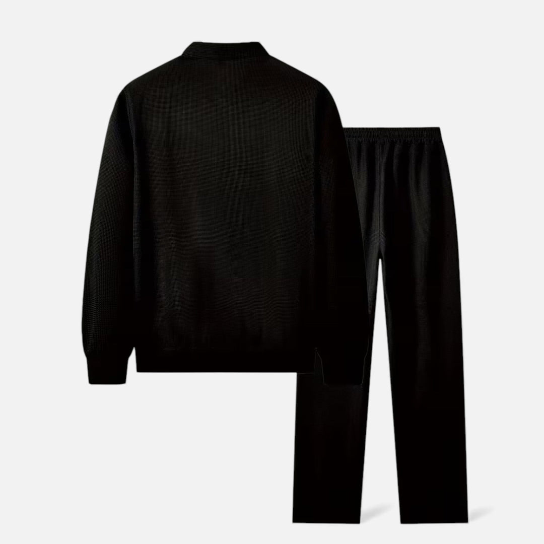 Zweiteiliges Waffel-Strick Herren Freizeitoutfit