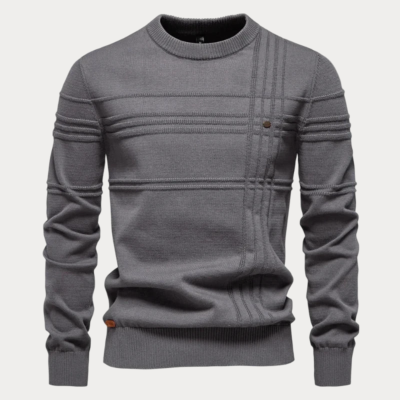 Gemusterter Rundhalspullover Herren Strickpullover