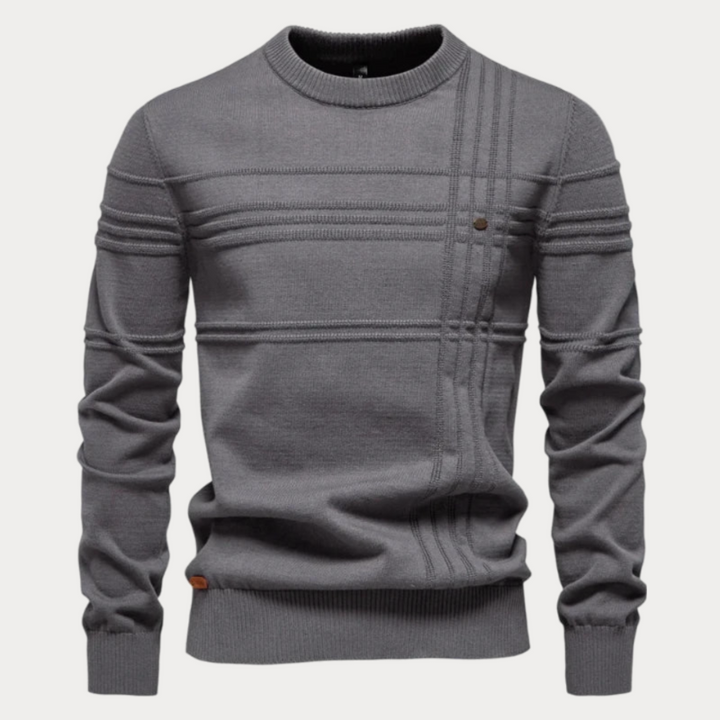 Gemusterter Rundhalspullover Herren Strickpullover