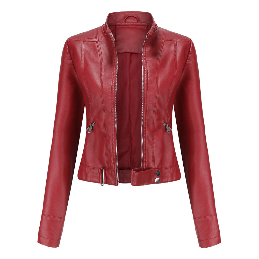 Elegante Damen Lederjacke - Klassische Biker-Jacke mit Reißverschluss