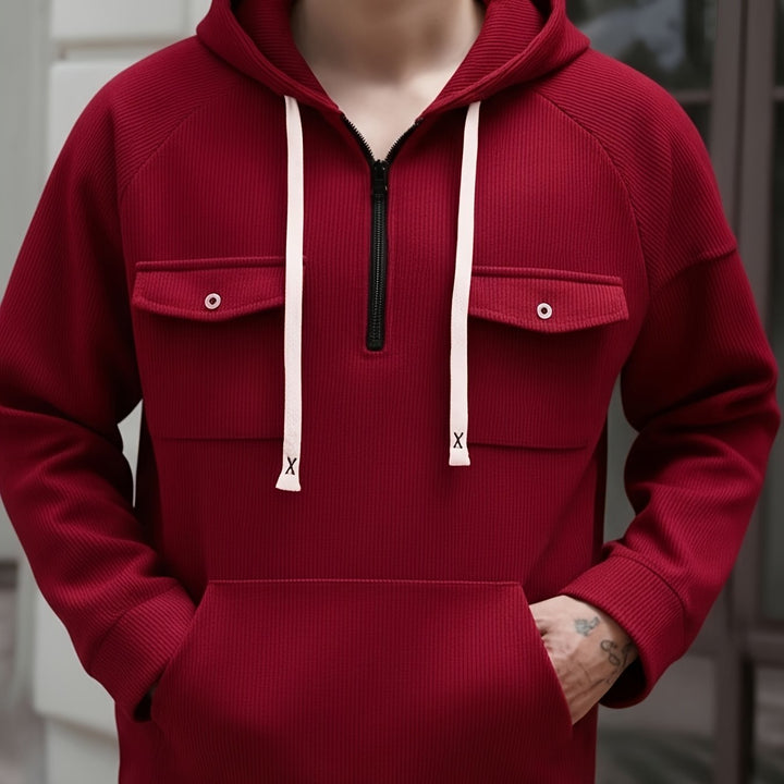 Herren Hoodie mit Quarter-Zip und Brusttaschen