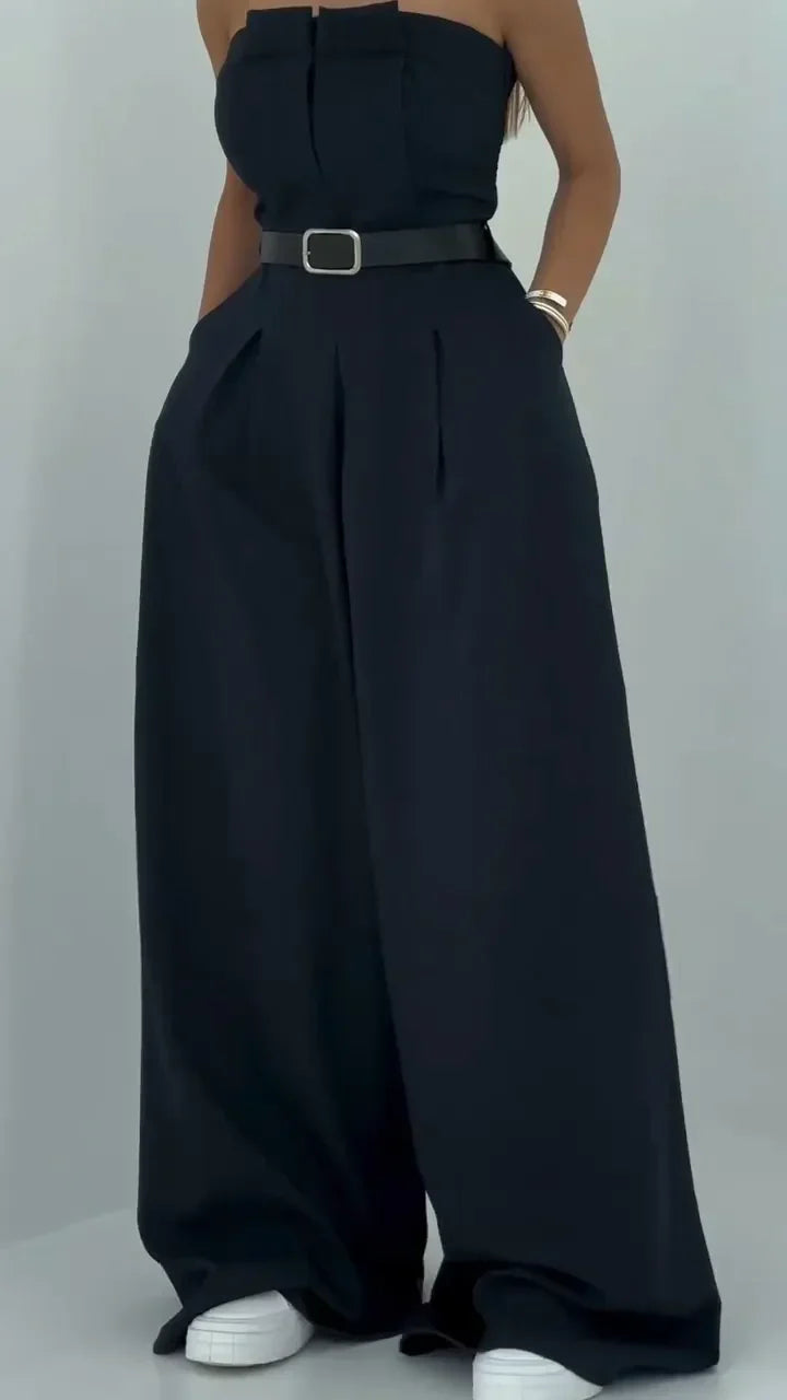 Elegantes Bustier-Set mit Jacke Damen - Weite Hose und strukturiertes Oberteil