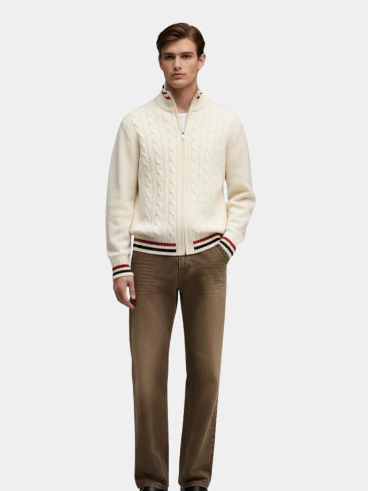 Herren Pullover mit Reißverschluss und Rollkragen - Eleganter Half-Zip Sweater