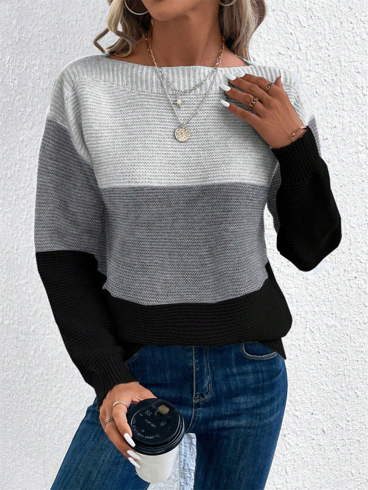 Farbblock Strickpullover für Damen - Moderner Komfort für jeden Tag