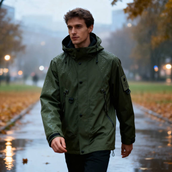 Wasserdichte Herren Tech Softshell Jacke mit verstellbarer Kapuze