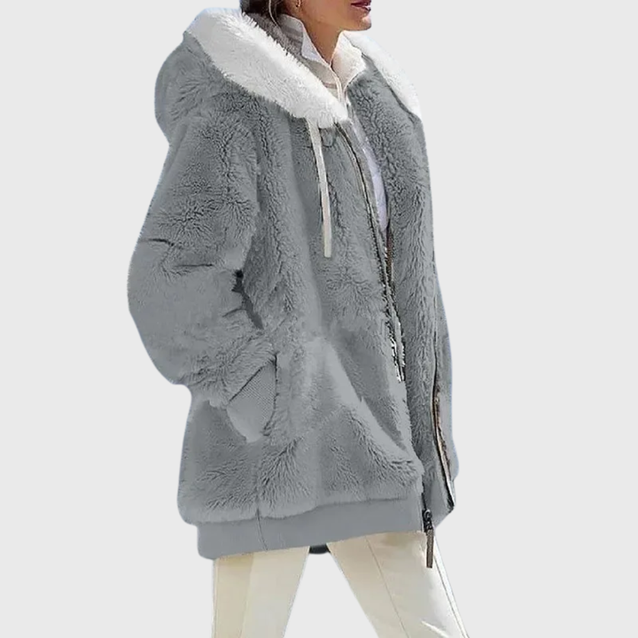 Warme Fleece Winterjacke für Damen mit Kapuze