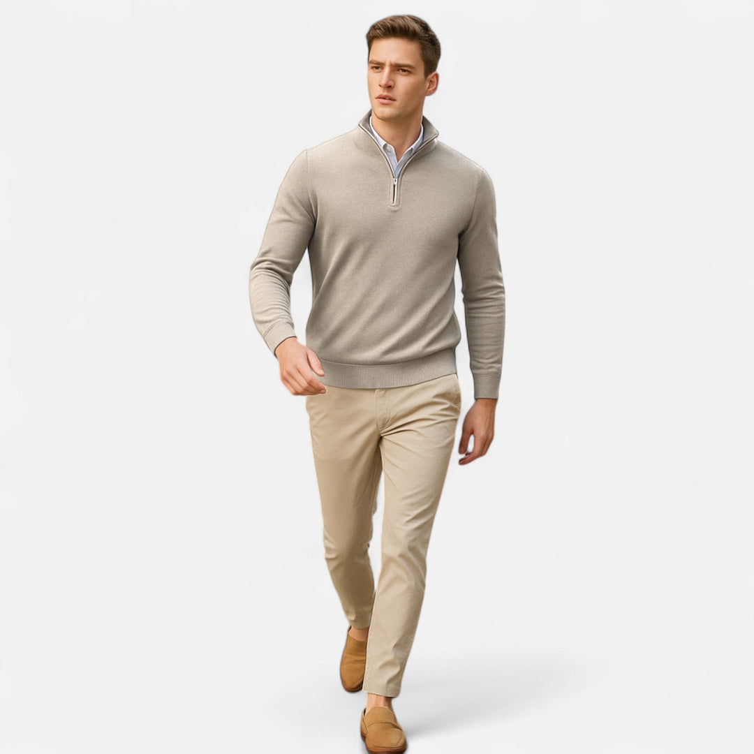 Leichter Slim-Fit Herren Pullover mit Reißverschluss