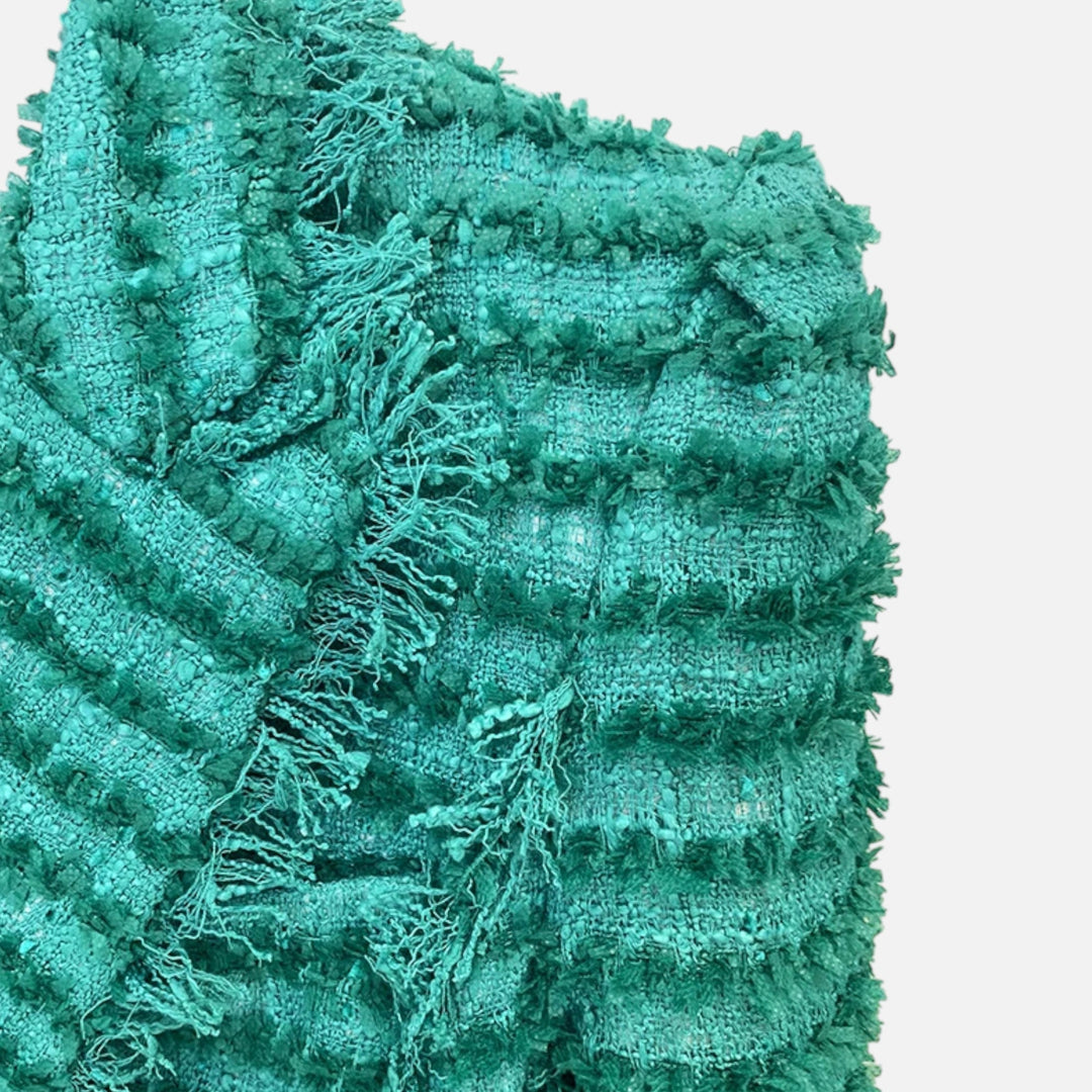 Eleganter Slim Fit Damen Tweed Blazer mit Quasten-Details