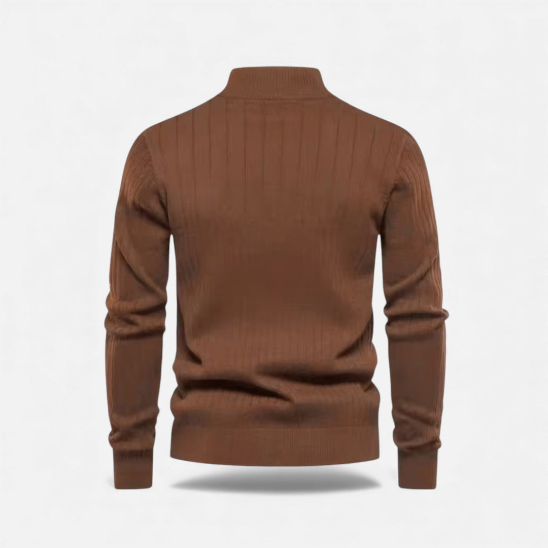 Warmer Minimalistischer Herren Strickpullover mit Reißverschluss