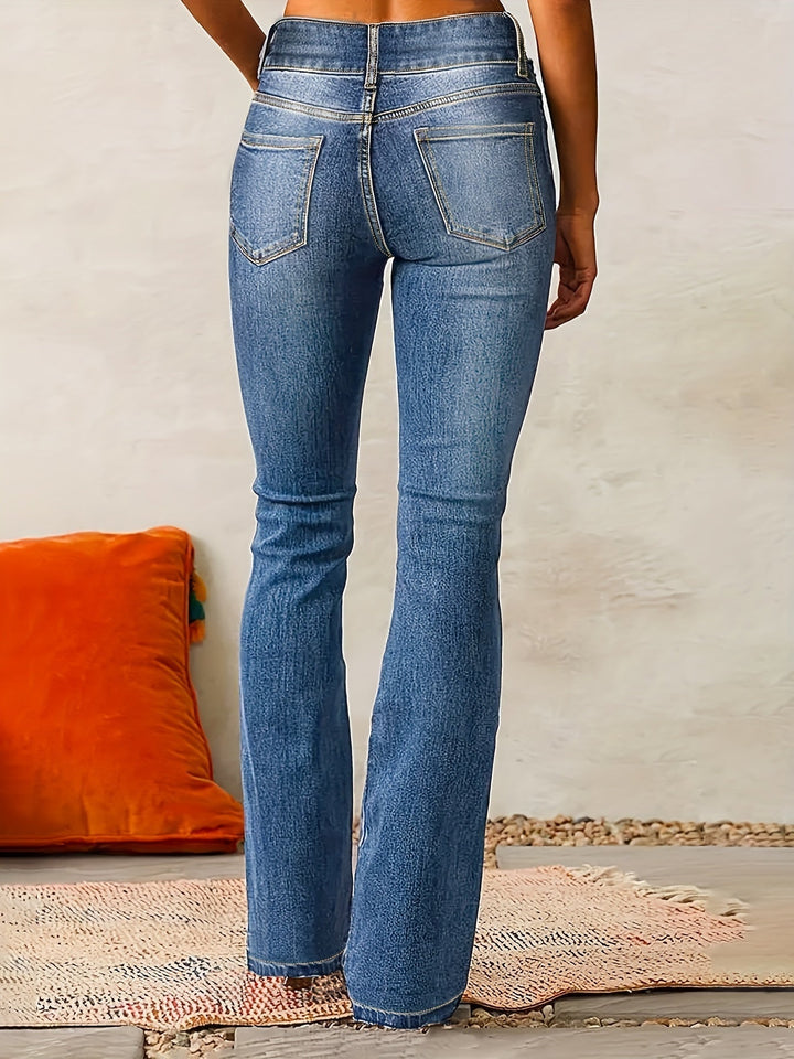 High-Waist Schlagjeans mit Stretch - Damen Figurformende Jeans