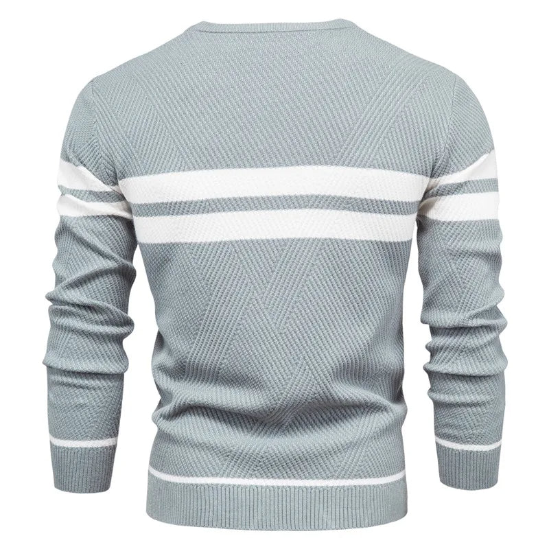 Patchwork Herren Strickpullover Langarm