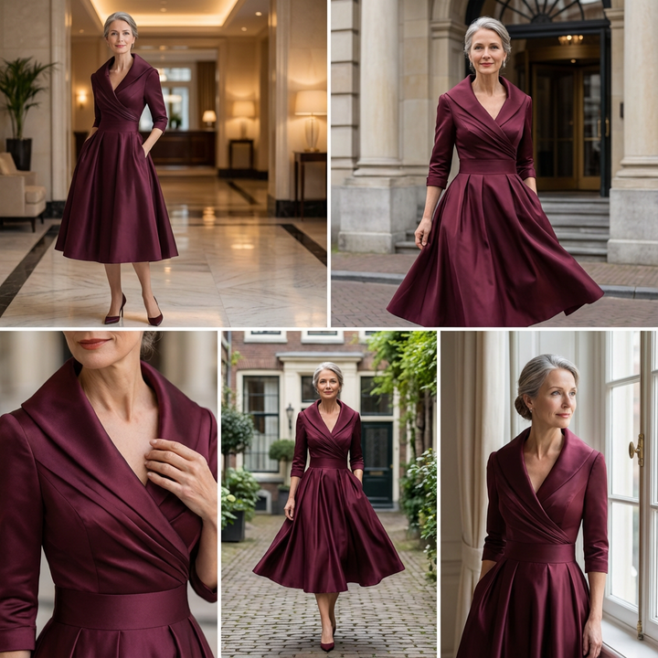 Elegantes Midi-Kleid mit dezenten Glanz für Damen